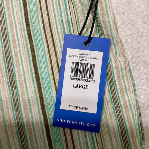 Vince Camuto Short Sleeve Button Up Shirt Men's Double Gauze Size L New - Picture 3 of 9